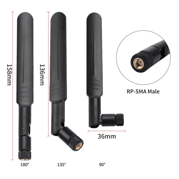 2 x 6dBi 2.4GHz 5GHz Dual Band WiFi RP-SMA Male Antenna + 2 x 35CM RP-SMA IPEX MHF4 Pigtail Cable for M.2 NGFF WiFi WLAN Card (Black) - HoMEdemic™ 