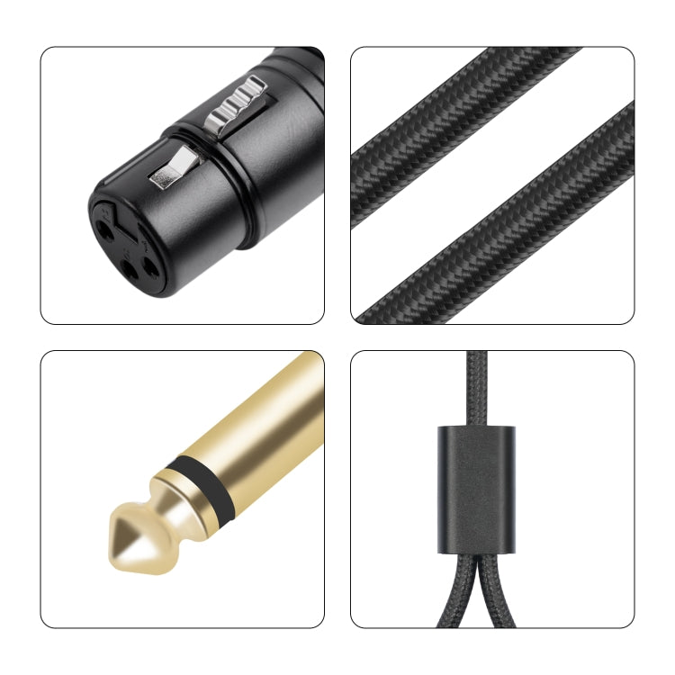 2020Y63 XLR Female to Dual 6.35mm 1/4 TRS Male Y-type Audio Cable, Length:1m(Black) - HoMEdemic™ 