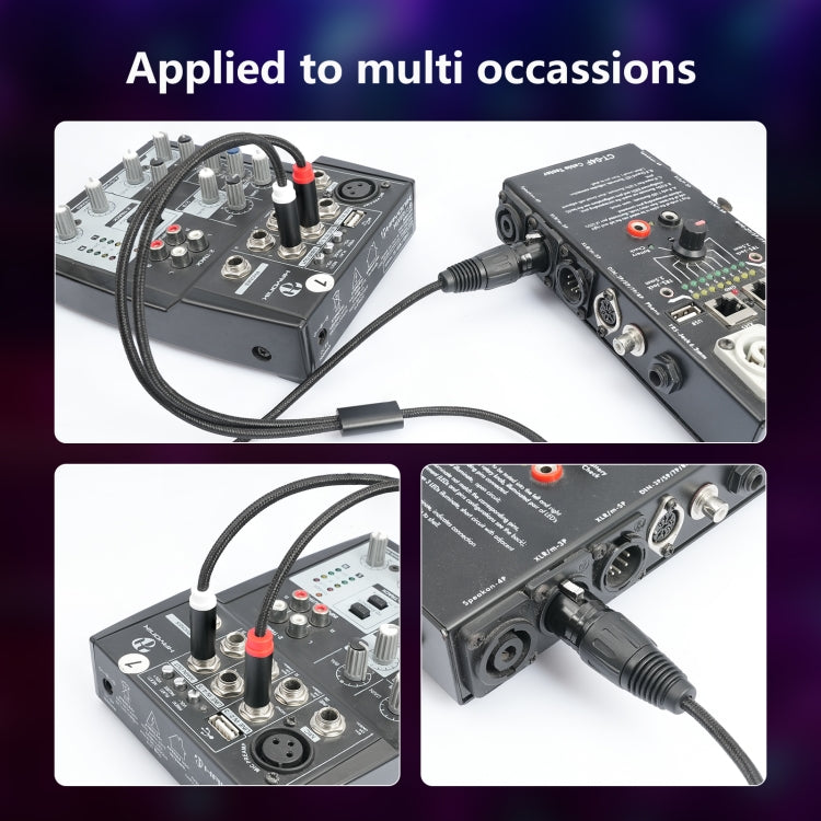 2020Y63 XLR Female to Dual 6.35mm 1/4 TRS Male Y-type Audio Cable, Length:1m(Black) - HoMEdemic™ 