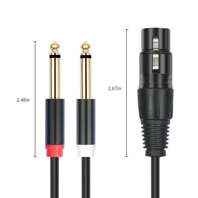 2020Y63 XLR Female to Dual 6.35mm 1/4 TRS Male Y-type Audio Cable, Length:3m(Black) - HoMEdemic™ 