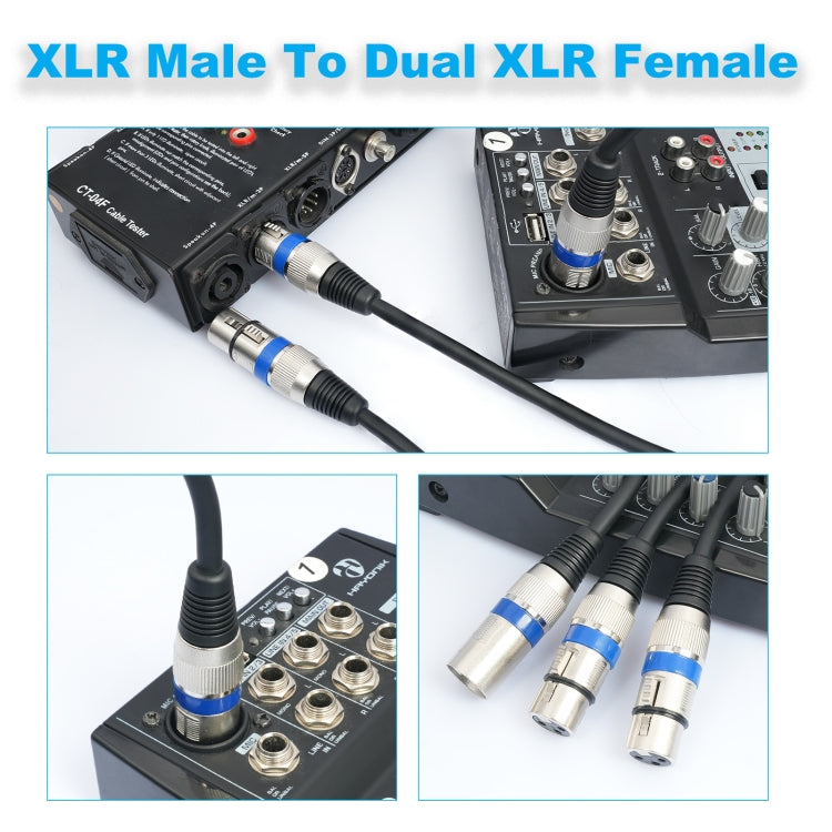 2055YMFF-05 XLR 3pin Male to Dual Female Audio Cable, Length: 50cm(Black+Red) - HoMEdemic™ 