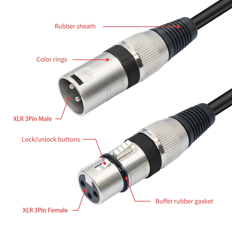 2055YMFF-05 XLR 3pin Male to Dual Female Audio Cable, Length: 50cm(Black+Yellow) - HoMEdemic™ 