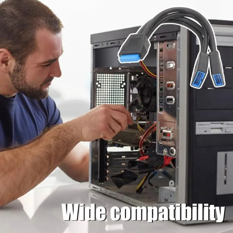 21cm Computer Motherboard 19 Pin USB3.0 One To Two Extension Cable - HoMEdemic™ 