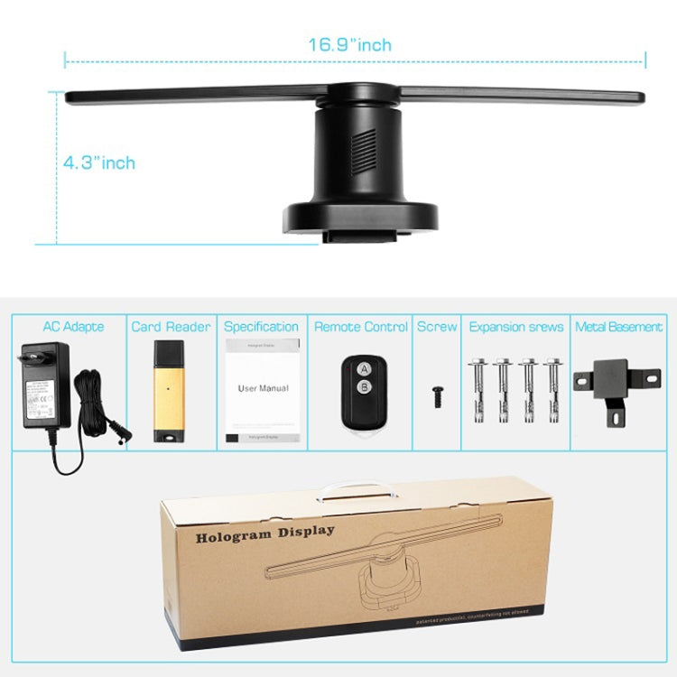 224 LEDs Hologram Holographic Display Fan with Remote Control, Support 4GB Micro SD Card, AC 100-240V, 450 x 224 Pixels - HoMEdemic™ 