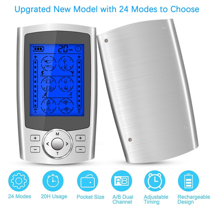 24-Mode Digital Electronic Pulse Massager Intelligent Whole Body Physical Therapy Meridian Massager, Specification: US Plug(Black) - HoMEdemic™ 