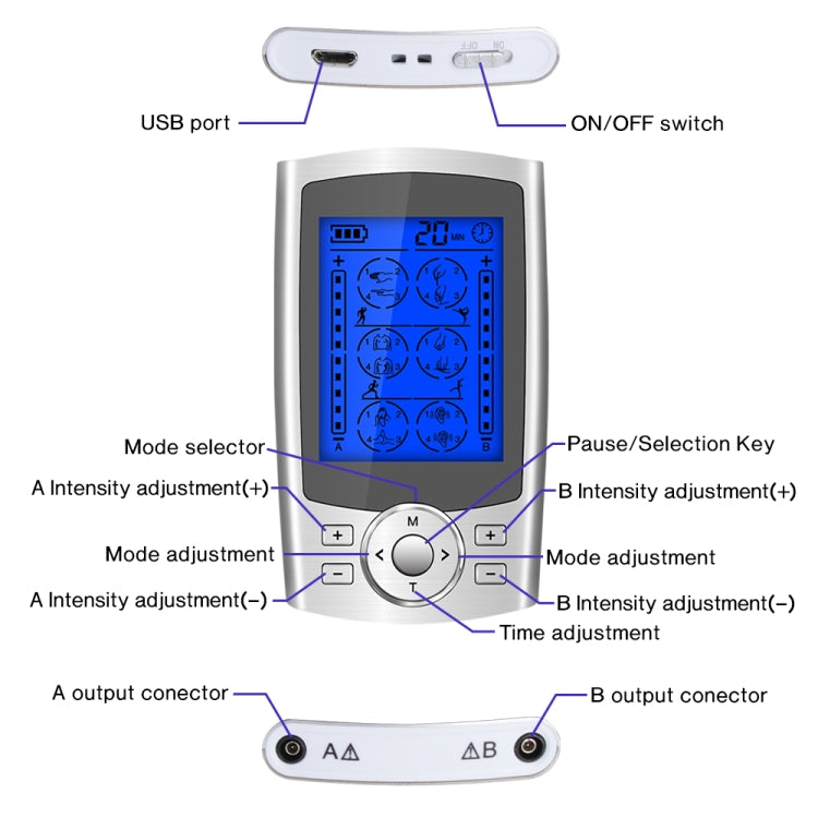 24-Mode Digital Electronic Pulse Massager Intelligent Whole Body Physical Therapy Meridian Massager, Specification: US Plug(Black) - HoMEdemic™ 