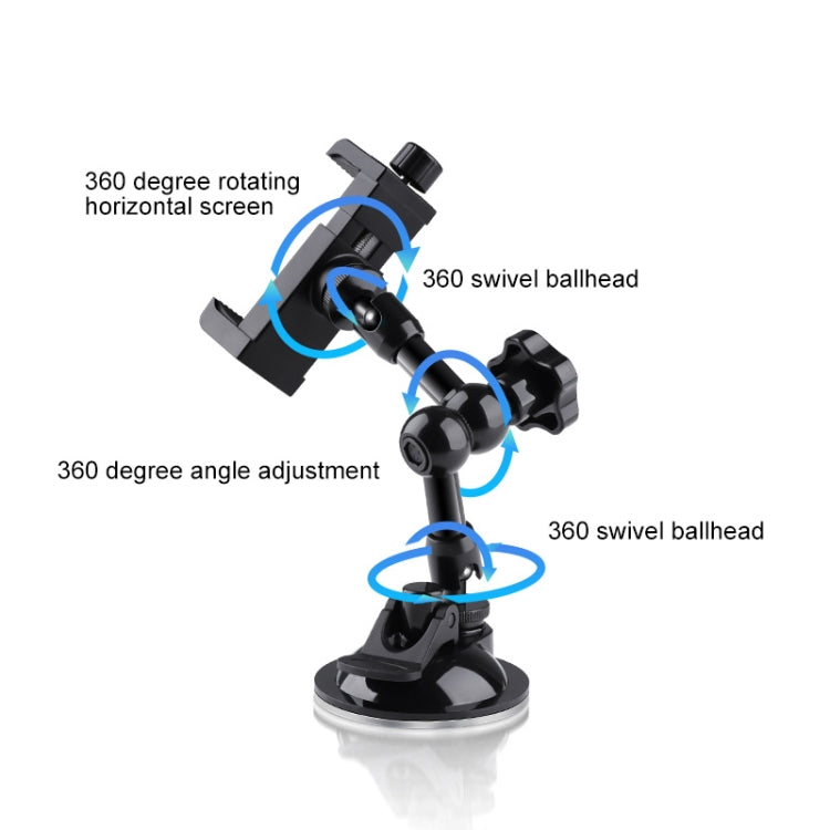27cm Single Suction Cup Articulating Friction Magic Arm Phone Clamp Mount (Black) - HoMEdemic™ 