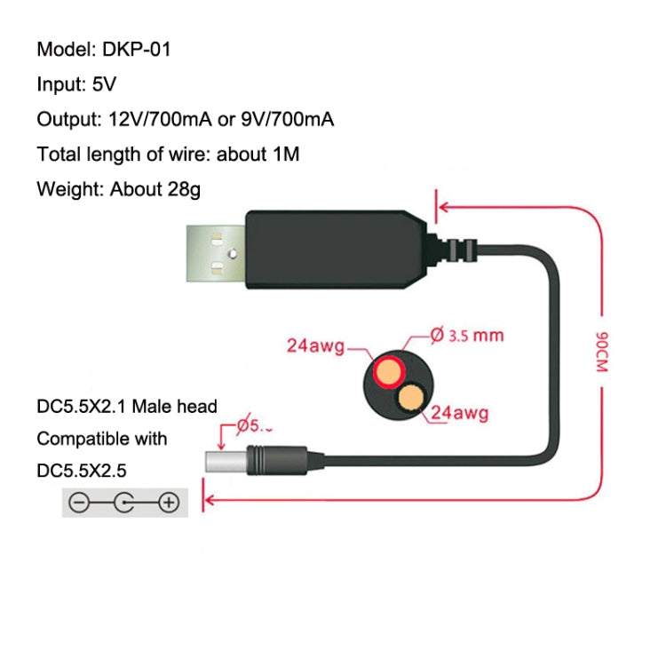 2pcs DC 5V To 12V USB Booster Cable Mobile Power Monitoring Power Cord - HoMEdemic™ 