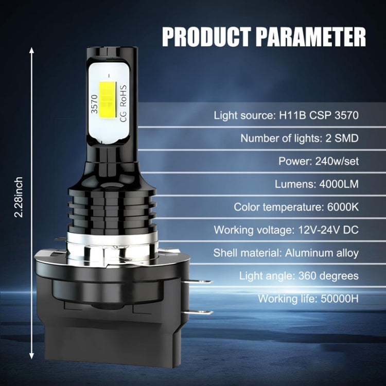 2pcs H11B 3570 2LED 80W Car Headlight Bulbs High Bright Fog Lights(White) - HoMEdemic™ 