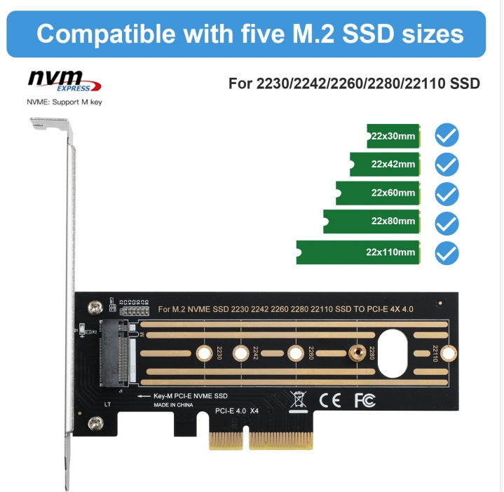 2pcs M.2 Riser Card NVMe SSD to PCI-E X4 4.0 GEN4(Black) - HoMEdemic™ 