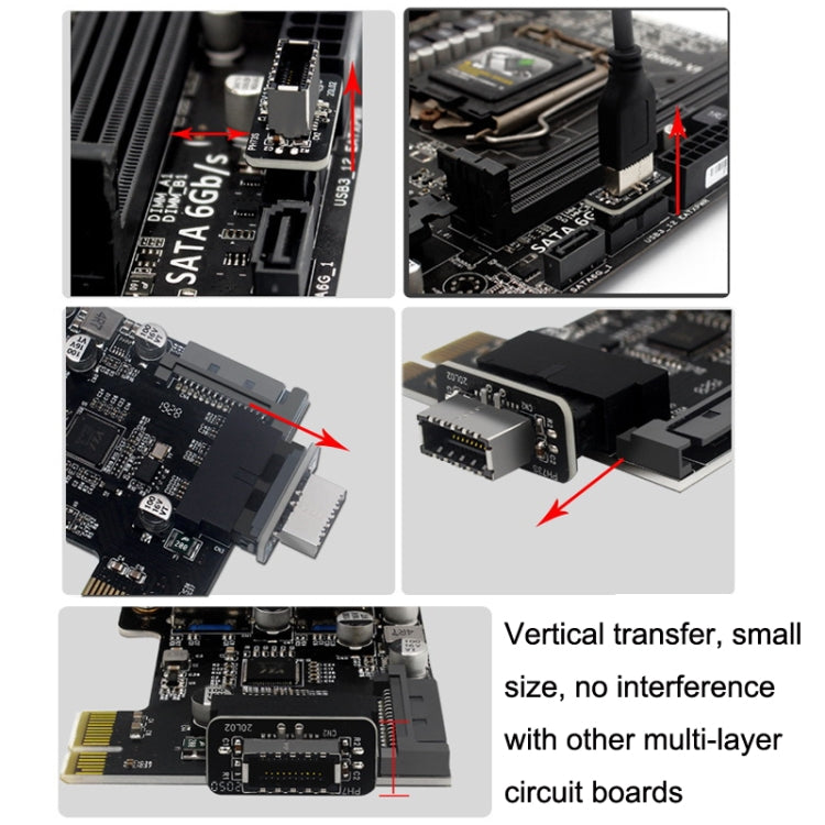 2pcs Mainboard USB3 19P/20P to TYPE-E Adapter Chassis Front TYPE-C/USB-C Plug Port(Black) - HoMEdemic™ 