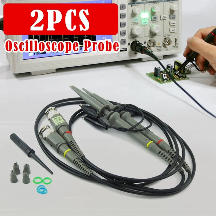 2pcs   P6100 Oscilloscope Probe DC-100MHz BNC Connectors Scope Clip Probe, P6100 - HoMEdemic™ 
