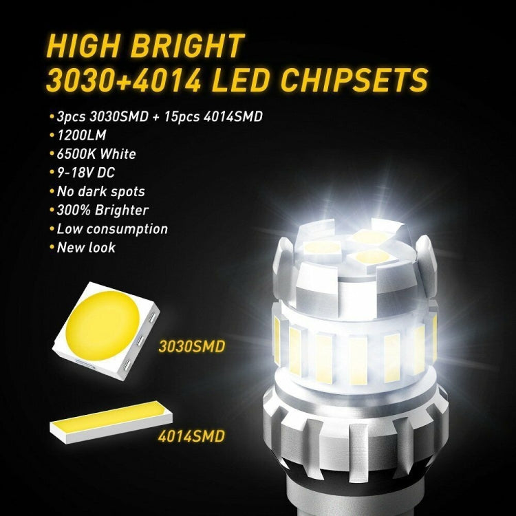 2pcs T10 3030+4014 18LED Constant Current Decoder Indicator Light Reversing Light(White) - HoMEdemic™ 