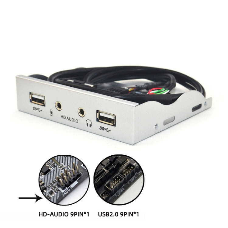 3.5-Inch  2 USB 2.0+HD AUDIO Port Desktop PC Case Floppy Drive Front Panel(Silver White) - HoMEdemic™ 