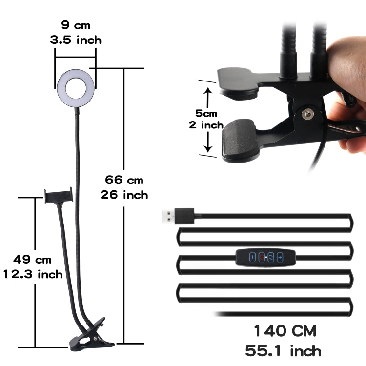 3.5 inch Adjustable Live Broadcast Aluminum Alloy Clip LED Fill Light with Phone Clamp - HoMEdemic™ 