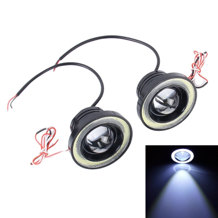 3.5 inch DC 12V 10W 900LM 7000K Car Angel Eyes Fog Lamp Foglight(White Light + White Light), 3.5 inch - HoMEdemic™ 