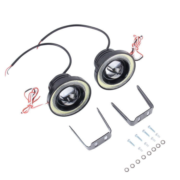 3.5 inch DC 12V 10W 900LM 7000K Car Angel Eyes Fog Lamp Foglight(White Light + White Light), 3.5 inch - HoMEdemic™ 