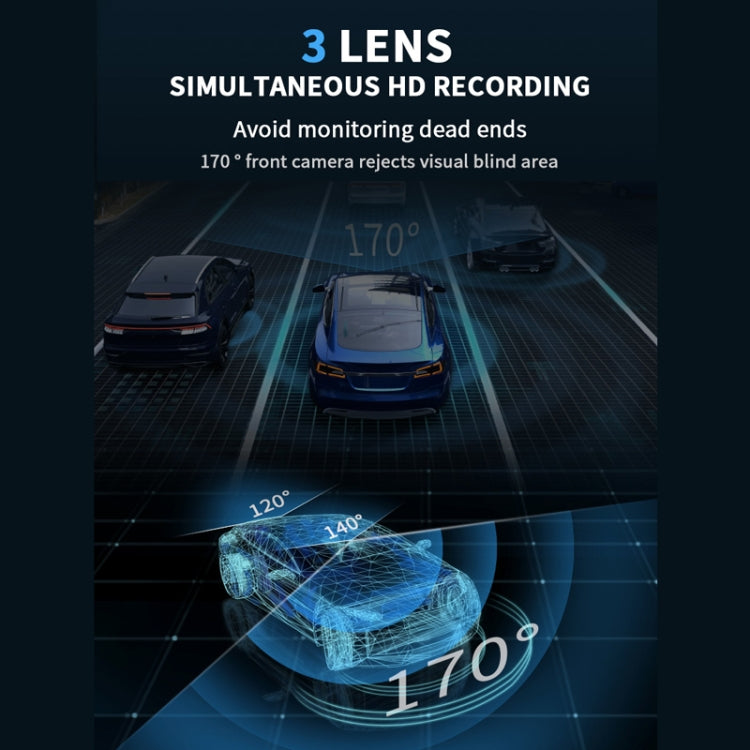 3 Camera Lens 3-inch IPS Screen WiFi Car Dash Cam 1080P Night Vision Dash Camera for Cars 64G - HoMEdemic™ 