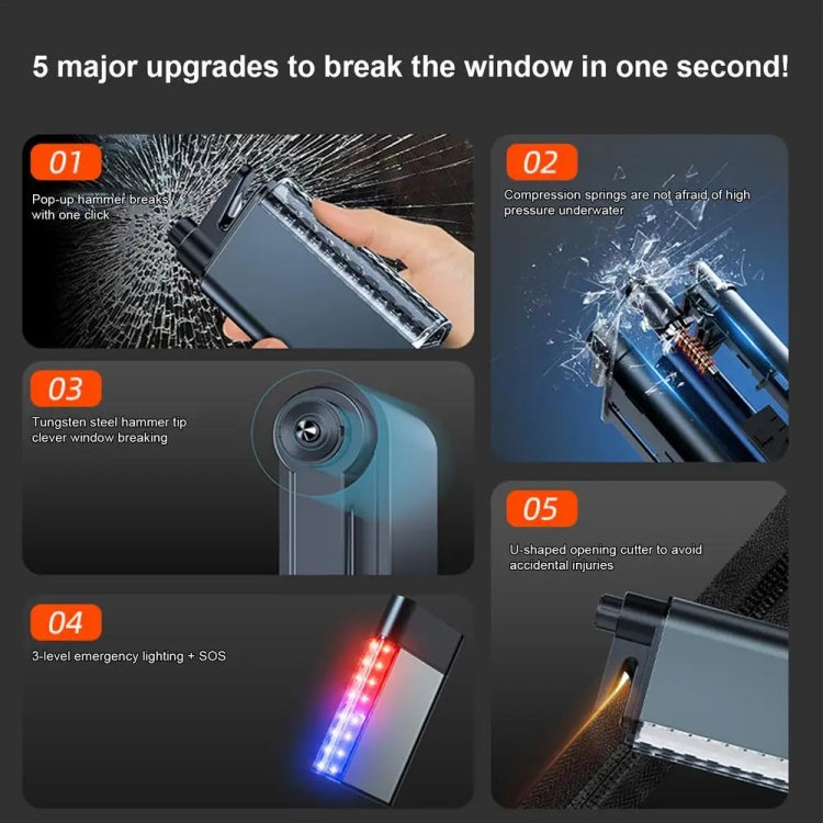 3 In 1 Car Safety Hammer Flashlight Emergency Light With Alarm(Black) - HoMEdemic™ 