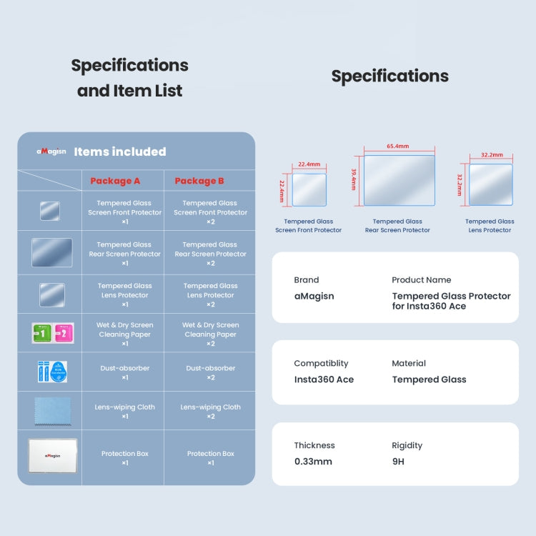 3 In 1 For Insta360 ACE aMagisn Tempered Film Protective Stickers Sports Camera Accessories - HoMEdemic™ 