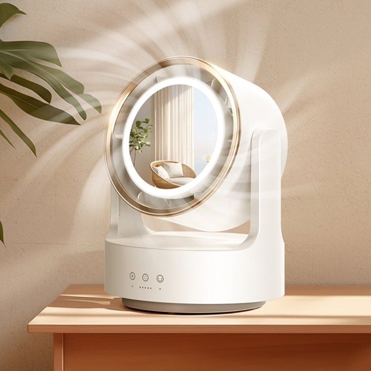 3 In 1 Multifunctional Desktop Fan with LED Light Cosmetic Mirror Rechargeable Oscillating - HoMEdemic™ 