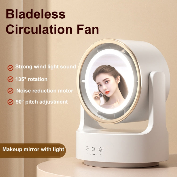 3 In 1 Multifunctional Desktop Fan with LED Light Cosmetic Mirror Rechargeable Oscillating - HoMEdemic™ 