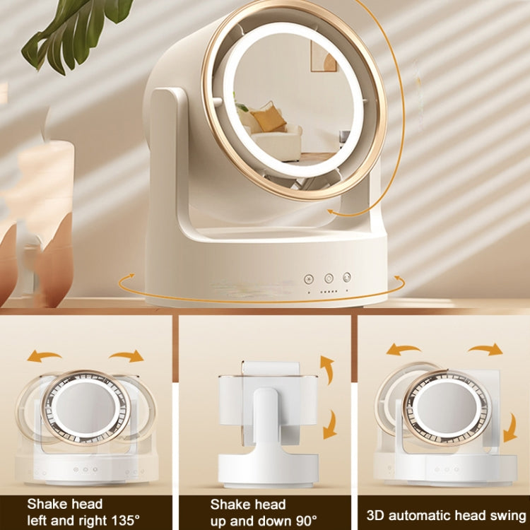 3 In 1 Multifunctional Desktop Fan with LED Light Cosmetic Mirror Rechargeable Oscillating - HoMEdemic™ 