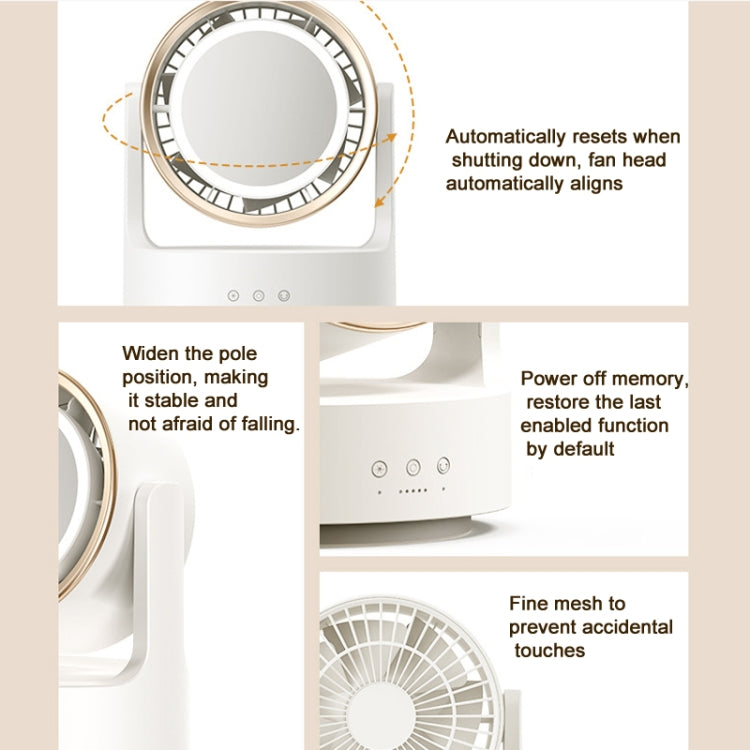 3 In 1 Multifunctional Desktop Fan with LED Light Cosmetic Mirror Rechargeable Oscillating - HoMEdemic™ 