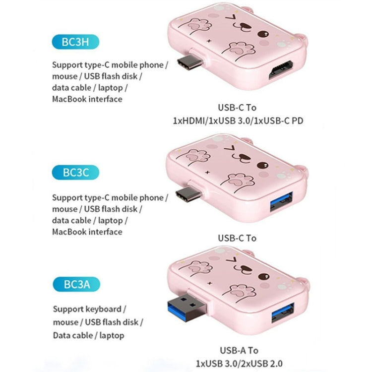 3 In 1 Type-C Docking Station USB Hub For iPad / Phone Docking Station, Port: 3H HDMI+PD+USB3.0 Pink - HoMEdemic™ 