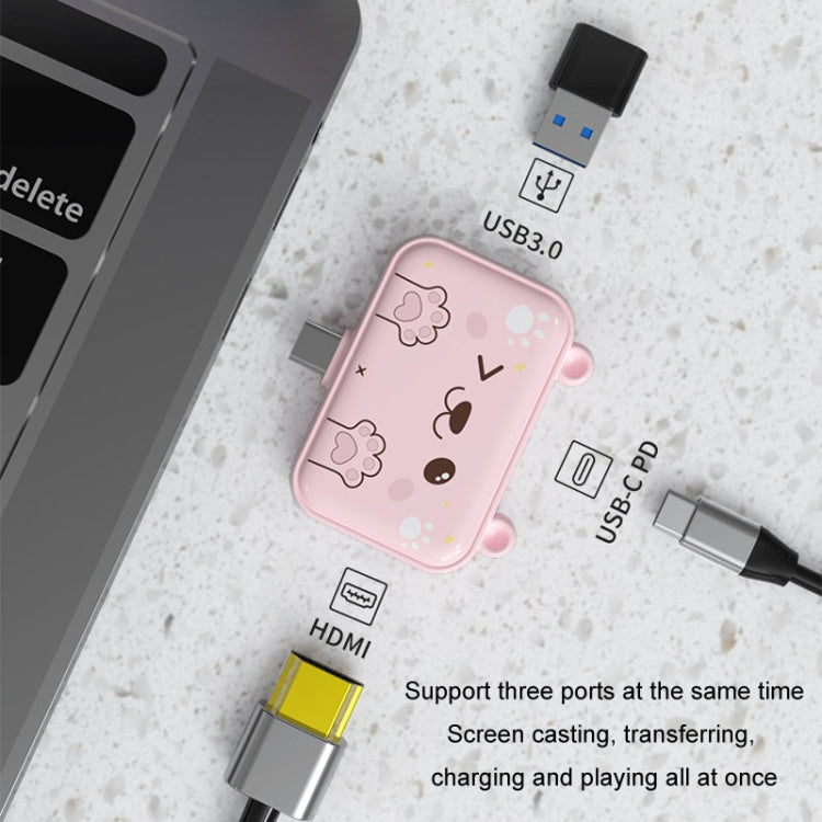 3 In 1 Type-C Docking Station USB Hub For iPad / Phone Docking Station, Port: 3H HDMI+PD+USB3.0 Pink - HoMEdemic™ 