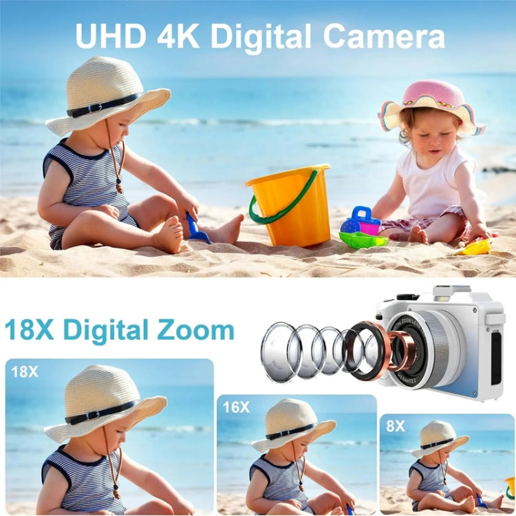 3-Inch Display Digital Camera Dual Front And Rear Cameras 48MP, 18x Digital Zoom 4K HD Camcorder(Black) - HoMEdemic™ 