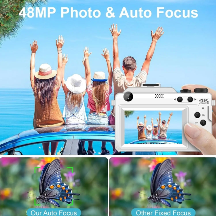 3-Inch Display Digital Camera Dual Front And Rear Cameras 48MP, 18x Digital Zoom 4K HD Camcorder(Black) - HoMEdemic™ 
