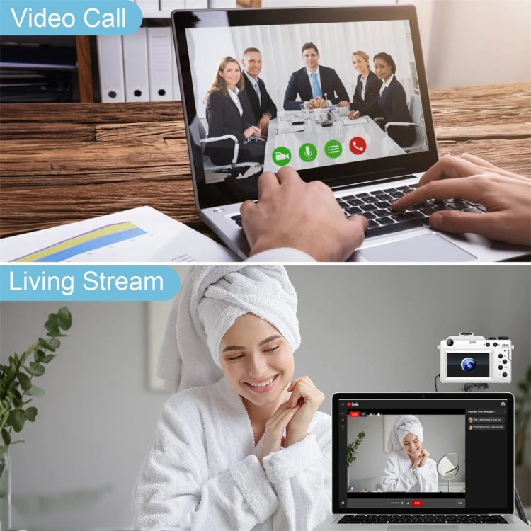 3-Inch Display Digital Camera Dual Front And Rear Cameras 48MP, 18x Digital Zoom 4K HD Camcorder(White) - HoMEdemic™ 