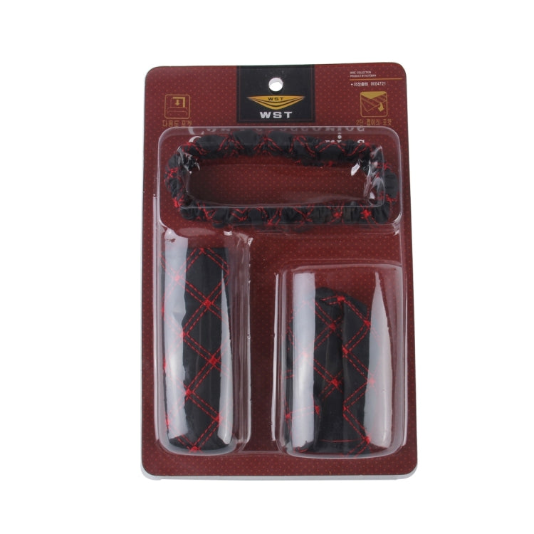 3 PCS Car Hand Brake Cover Shift Knob Gear Stick Cushion Sets Rear View Mirror Sets Cover Car Accessory Interior Decoration Pad, 3 PCS Red, 3 PCS White - HoMEdemic™ 