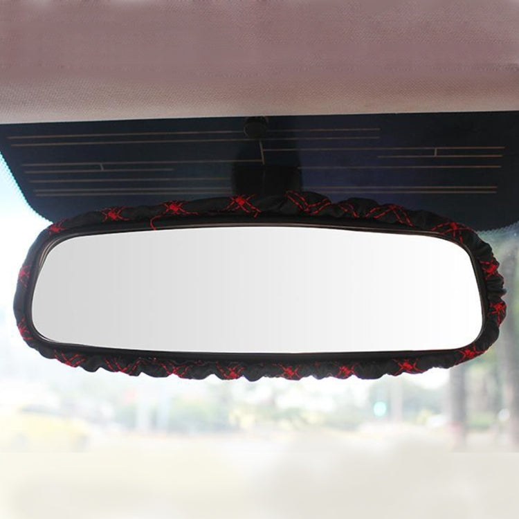 3 PCS Car Hand Brake Cover Shift Knob Gear Stick Cushion Sets Rear View Mirror Sets Cover Car Accessory Interior Decoration Pad, 3 PCS Red, 3 PCS White - HoMEdemic™ 