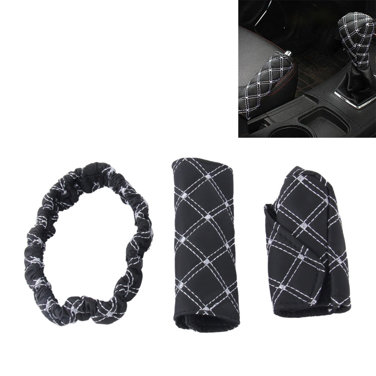 3 PCS Car Hand Brake Cover Shift Knob Gear Stick Cushion Sets Rear View Mirror Sets Cover Car Accessory Interior Decoration Pad, 3 PCS Red, 3 PCS White - HoMEdemic™ 