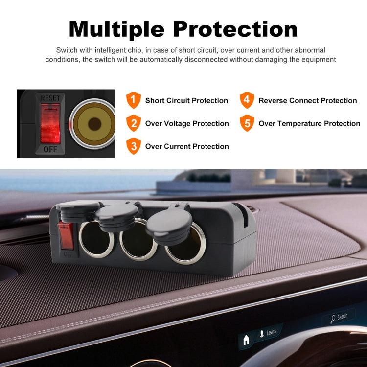3 in 1 12-24V 16A Car Cigarette Lighter Socket with Overload Protection Switch Control, 3 in 1 12-24V 16A - HoMEdemic™ 