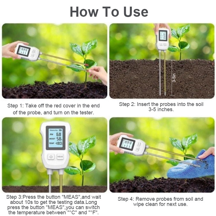 3 in 1 Digital Display Soil Detector, Soil Moisture, Temperature, PH - HoMEdemic™ 