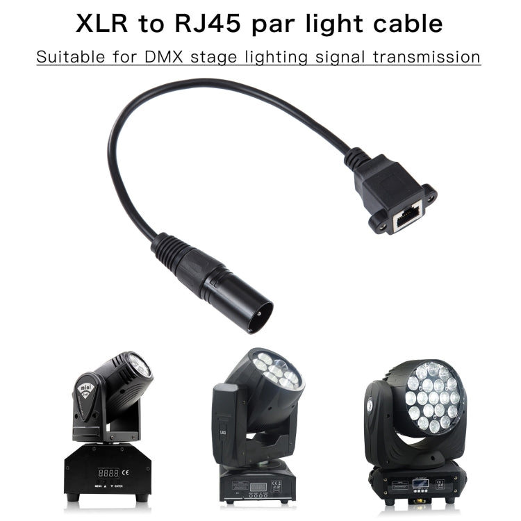 3-pin XLR Male to RJ45 Female Ethernet LAN Network Extension Cable, Cable Length: 30cm (Black) - HoMEdemic™ 