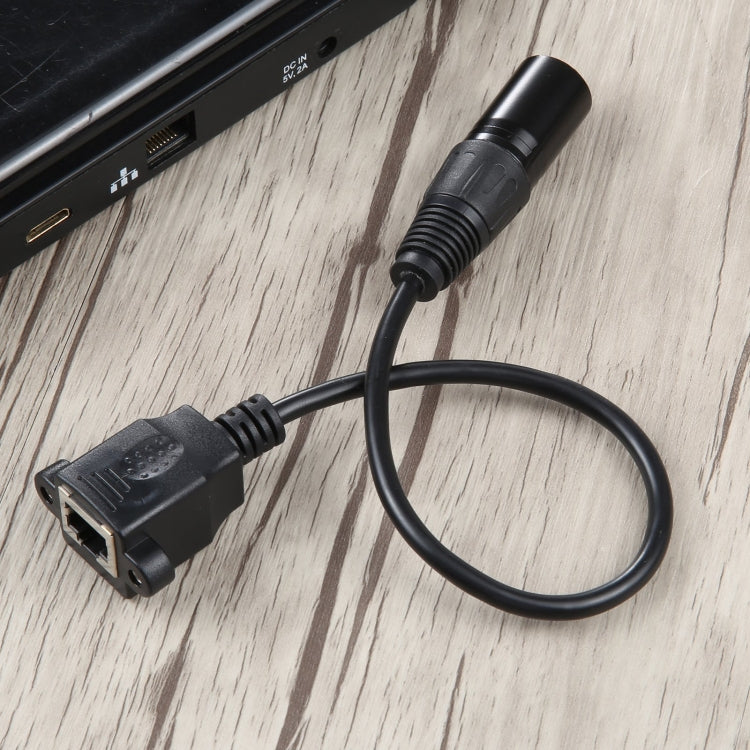 3-pin XLR Male to RJ45 Female Ethernet LAN Network Extension Cable, Cable Length: 30cm (Black) - HoMEdemic™ 