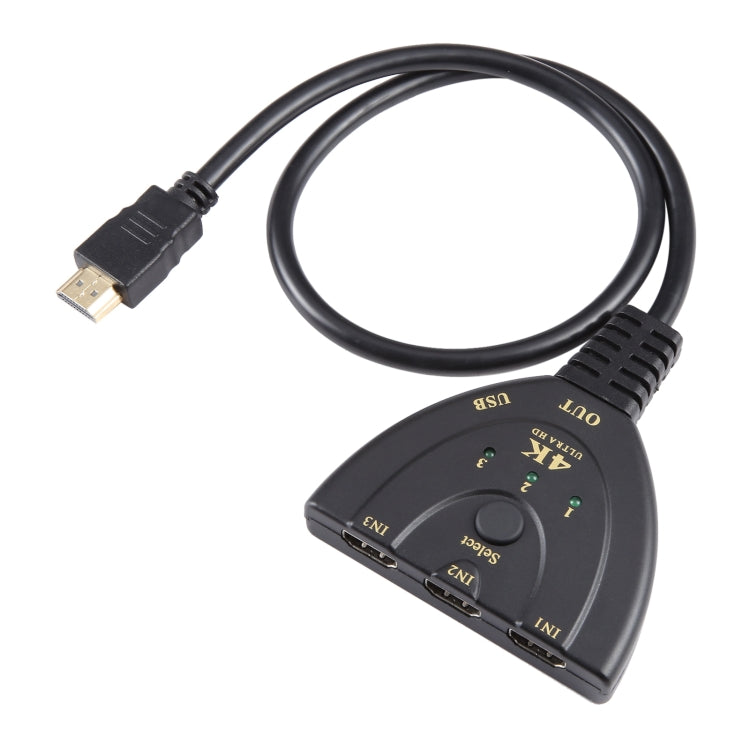 3 x 1 4K 30Hz HDMI Switcher with Pigtail HDMI Cable, Support External Power Supply - HoMEdemic™ 