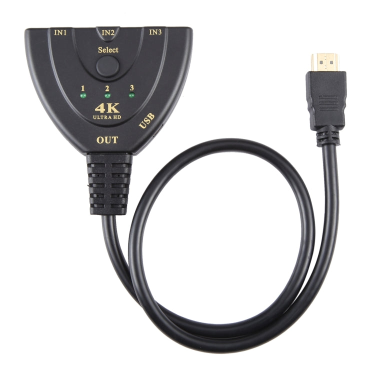3 x 1 4K 30Hz HDMI Switcher with Pigtail HDMI Cable, Support External Power Supply - HoMEdemic™ 