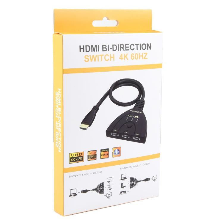 3 x 1 4K 60Hz HDMI Bi-Direction Switcher with Pigtail HDMI Cable - HoMEdemic™ 