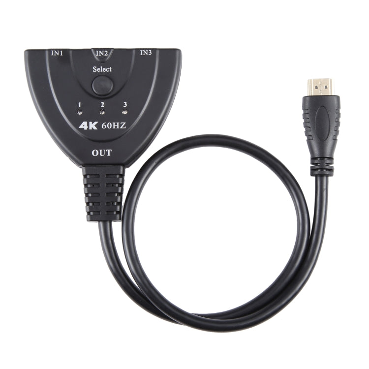 3 x 1 4K 60Hz YUV4:4:4 HDR HDMI Switcher with Pigtail HDMI Cable - HoMEdemic™ 