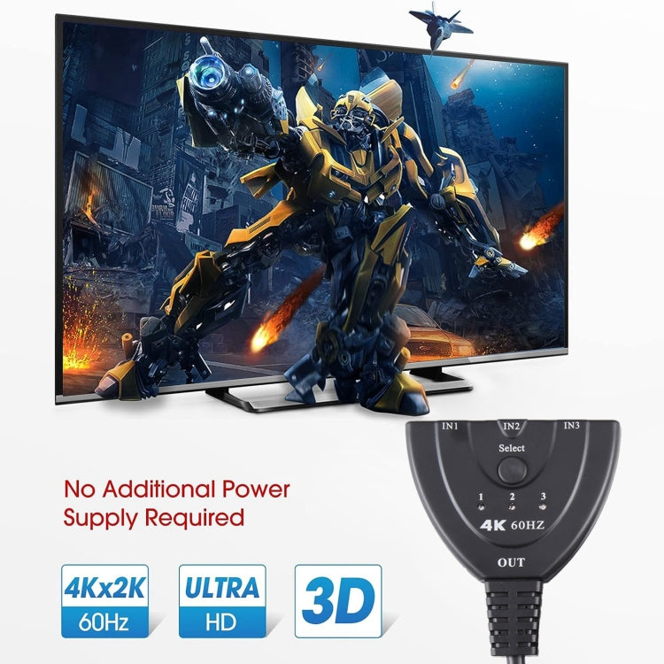 3 x 1 4K 60Hz YUV4:4:4 HDR HDMI Switcher with Pigtail HDMI Cable - HoMEdemic™ 