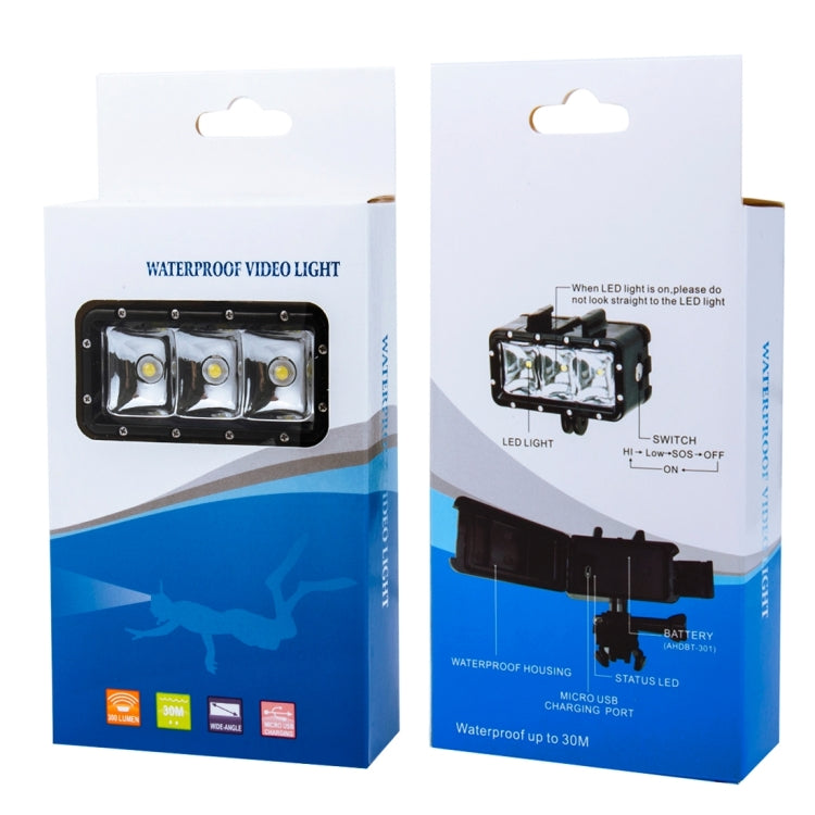 30M Waterproof Video Light 3 Modes Flashlight with Base Mount & Screw for GoPro, Insta360, DJI and Other Action Cameras - HoMEdemic™ 