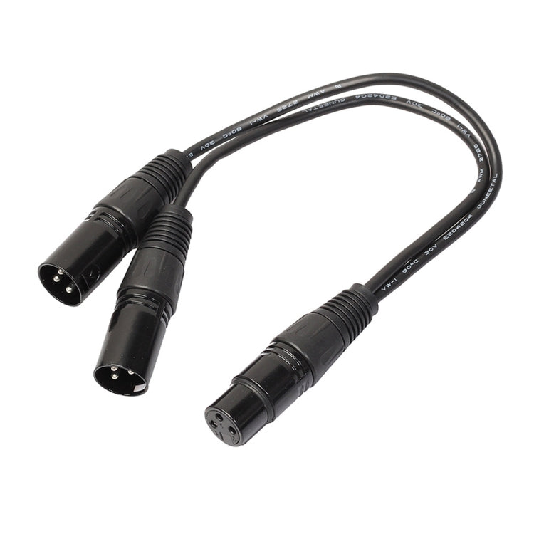 30cm 3 Pin XLR CANNON 1 Female to 2 Male Audio Connector Adapter Cable for Microphone / Audio Equipment, 1 Female to 2 Male Black - HoMEdemic™ 