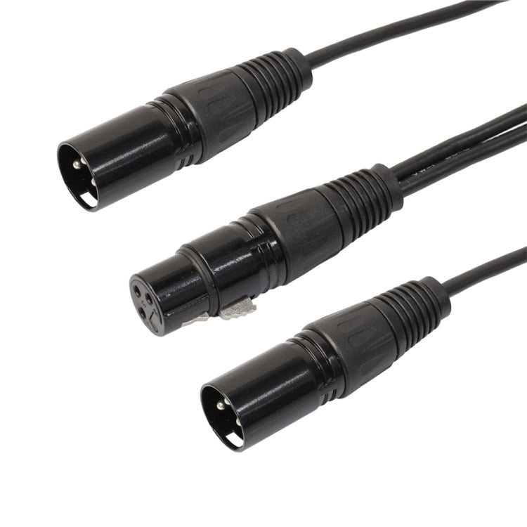 30cm 3 Pin XLR CANNON 1 Female to 2 Male Audio Connector Adapter Cable for Microphone / Audio Equipment, 1 Female to 2 Male Black - HoMEdemic™ 