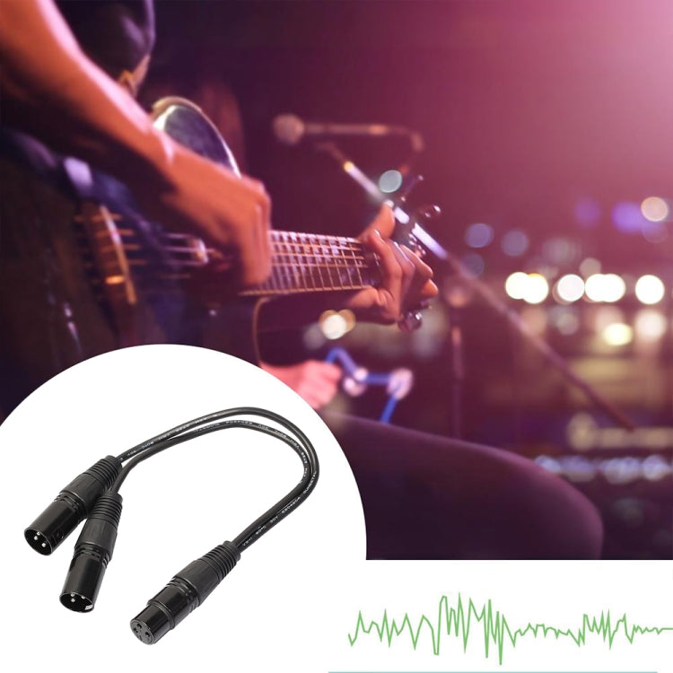 30cm 3 Pin XLR CANNON 1 Female to 2 Male Audio Connector Adapter Cable for Microphone / Audio Equipment, 1 Female to 2 Male Black - HoMEdemic™ 