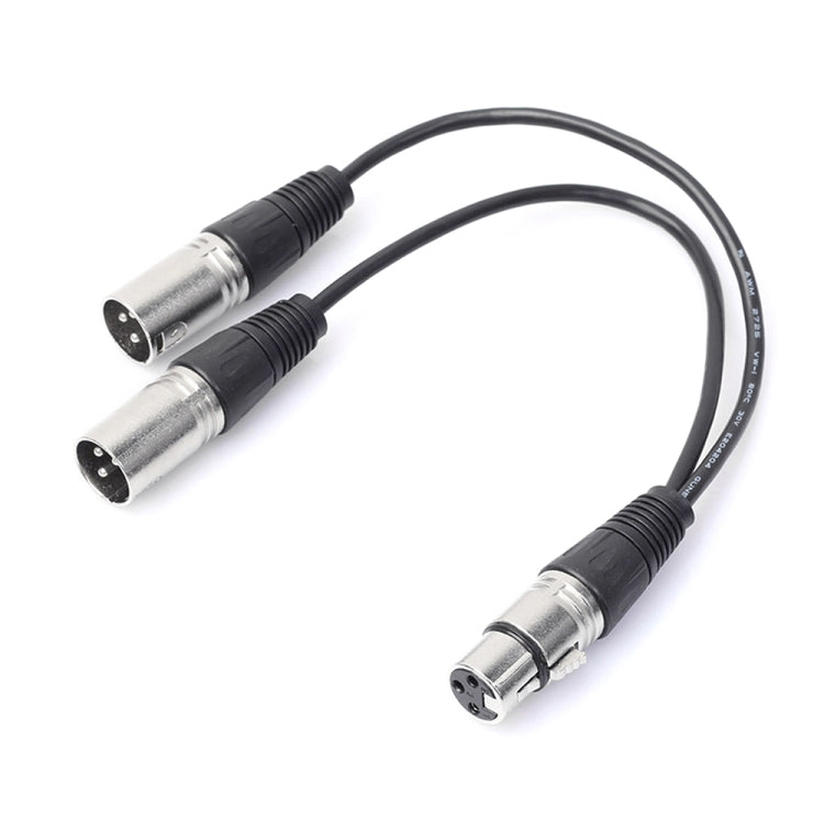 30cm 3 Pin XLR CANNON 1 Female to 2 Male Audio Connector Adapter Cable for Microphone / Audio Equipment, 1 Female to 2 Male Silver - HoMEdemic™ 